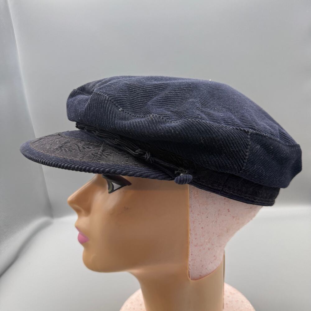 Vintage Aegean Greek Fisherman’s Cap Braided Hat Dark Blue Cotton 7 5/8 Greece